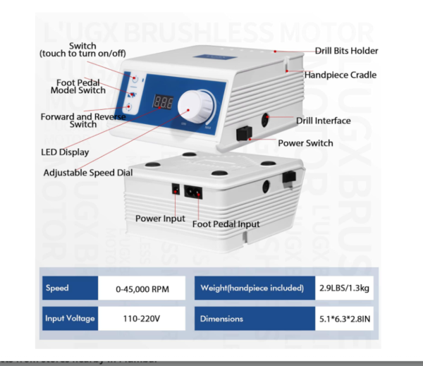 LUG'X 616 Nail Drill - Image 4